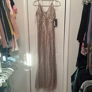 Lulus new sequin champagne gold gown